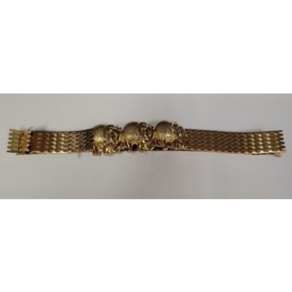 Vintage Accessory Accent NYC Gold Tone Lucky Elephant Scales Flex Belt 1990 main image 7